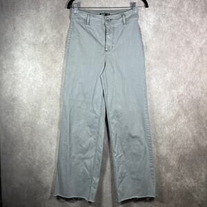 Oat Jeans Womens Size 4/27 Gray Denim Wide Leg High Rise Stretch‎ Raw Hem Casual